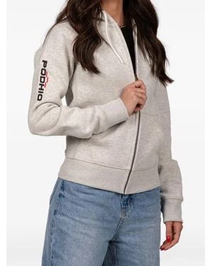 PODHIO Logo-Print Zip-Up Hoodie - Grey