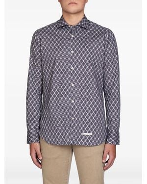 Tintoria Mattei 954 Button-Fastening Pattern Shirt - Blue