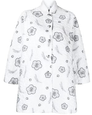 Shiatzy Chen Floral-Jacquard Button-Up Jacket - Gray
