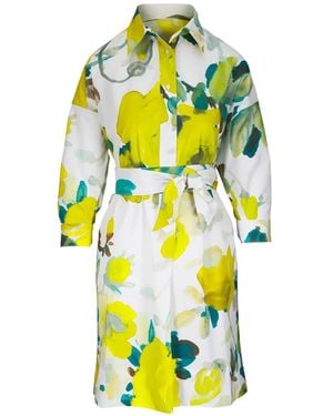 Sara Roka Dralla Floral Print Tie Waist Midi Dress - Yellow