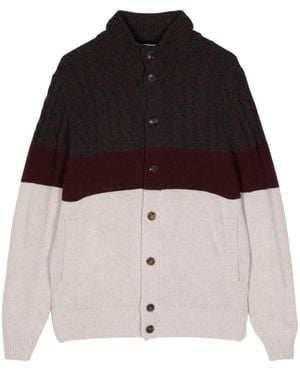 Cruciani Colour-Block Cable-Knit Cardigan - Natural