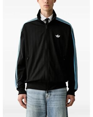 adidas Firebird Stripe-Detail Zip-Up Sweatshirt - Black