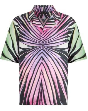 Roberto Cavalli Camicia A Maniche Corte Con Stampa - Rosa