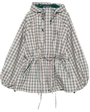 Damson Madder Liu Check Drawstring Raincoat - White