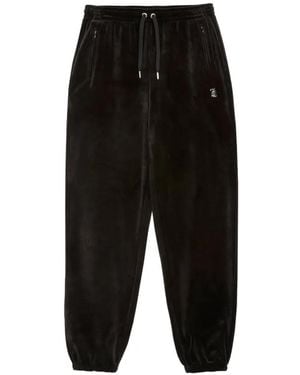 Juicy Couture Diamanté Velour Track Trousers - Black