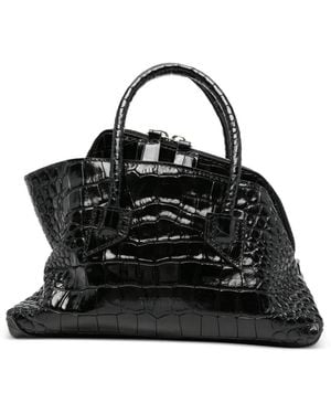 The Attico Mini La Passeggiata Leather Tote Bag - Black