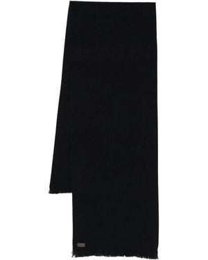 Canali Textured Fringed Scarf - Black