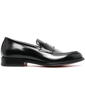 Santoni アーモンドトゥ ローファー - ブラック