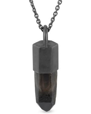 Parts Of 4 Oxidised Sterling Talisman Smoky Quartz Necklace - White
