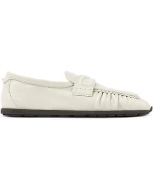 Nubikk Riley Mio Ruched Leather Loafers - White