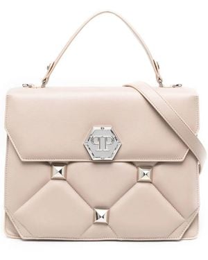 Philipp Plein Quilted Leather Top-Handle Bag - Natural