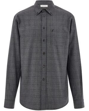 Ferragamo Kariertes Hemd Mit Stickerei - Grau