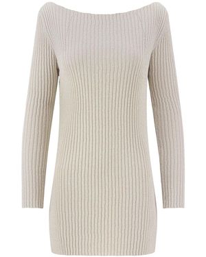 Laneus Vestido corto de punto de lúrex - Blanco