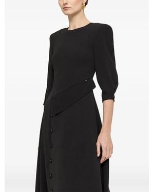 Nissa Button-Detail Midi Dress - Black