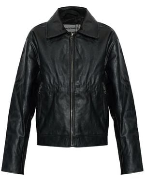 Carne Bollente Embroidered Leather Jacket - Black