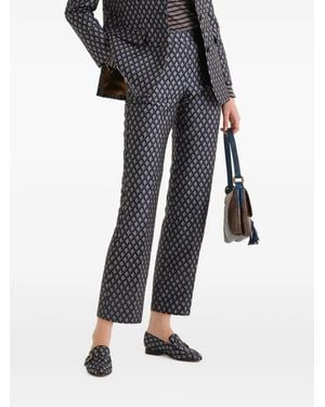 Maliparmi Geometric-Jacquard Flared Trousers - Black