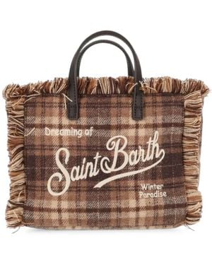 MC2 Saint Barth Vanity Mini Tartan Tote Bag - Brown