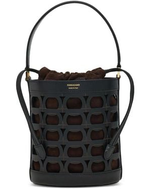 Ferragamo Borsa A Secchiello Gancini - Nero