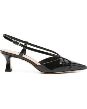 Julie Dee Cut-Out Slingback Heeled Court Shoes - Black