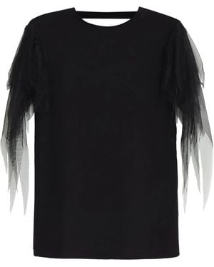 Gloria Coelho Destroyed-Sleeve T-Shirt - Black