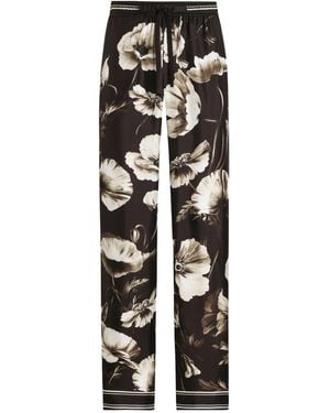 Dolce & Gabbana Poppy- Silk Twill Trousers - Multicolour