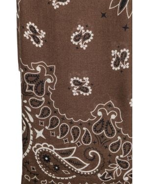 MC2 Saint Barth Foulard Maxi Paisley-Print Frayed Scarf - Brown