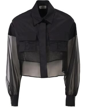 Elisabetta Franchi Ef Monogram-Embroidery Shirt - Black