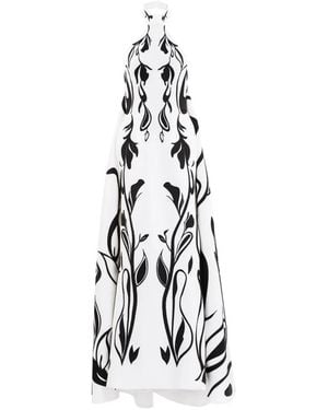 Saiid Kobeisy Laser Cut Halter Neck Dress - White