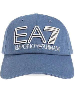 EA7 Logo-Embroidered Cotton Baseball Cap - Blue
