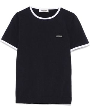 Miu Miu T-Shirt À Patch Logo - Noir