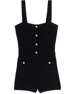 Maje Tweed Playsuit - Black