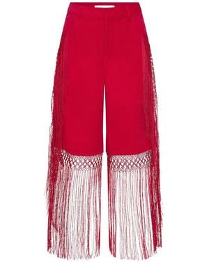 Christopher Esber Pantalon En Velours Côtelé À Franges - Rouge