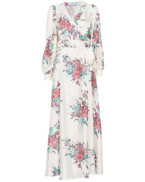 Raquel Diniz Aurora Floral-Print Silk-Satin Maxi Dress - White