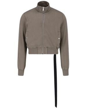 Rick Owens Zip-Up Cropped Bomber Jacket - Grey