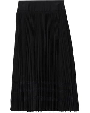 3.1 Phillip Lim Midi Lace-Trim Pleated Skirt - Black