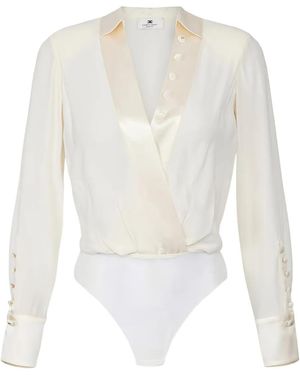 Elisabetta Franchi Body con tiras cruzadas - Blanco