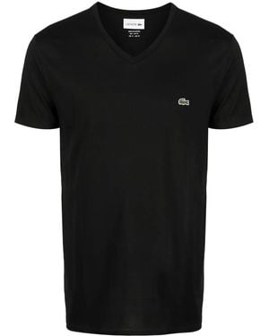 Lacoste Lightweight Pima Cotton V-Neck T-Shirt - Black