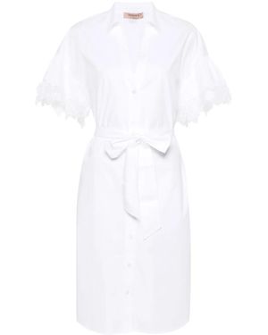 Twinset Hemdkleid Mit Gürtel - Weiß