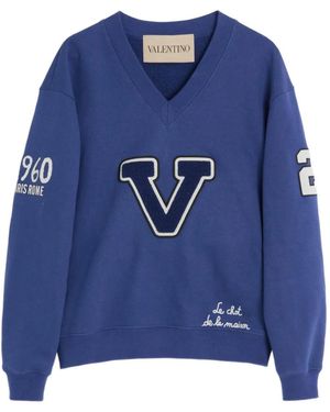 Valentino Garavani Embroidered Cotton Sweatshirt - ブルー