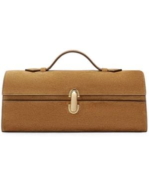 SAVETTE Symmetry Slim Suede Clutch Bag - Brown