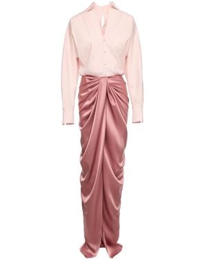 V:PM ATELIER Corynna Draped Satin-Panel Maxi Dress - Pink