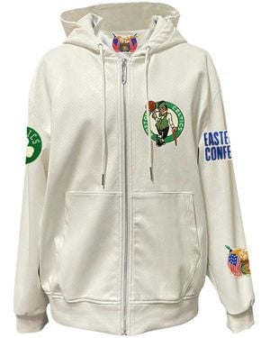 Jeff Hamilton X Boston Celtics Artificial-Leather Hooded Jacket - Gray