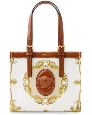 Versace Rivière Printed Mini Canvas Tote - White