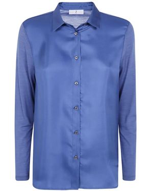 Whyci Panelled Long-Sleeve Shirt - Blue