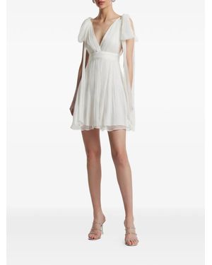 Framboise Tie-Detailing V-Neck Dress - White