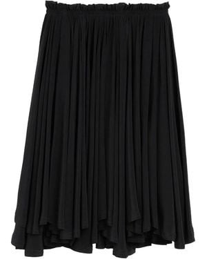 Ami Paris Blended Silk Midi Corolla Skirt - Black