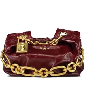 Balmain Mini Sync Padlock Chain Tote Bag - Red