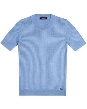 Fay Cable-Knit Short-Sleeve Top - Bleu