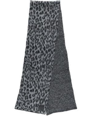 Anine Bing Leopard-Print Wool Scarf - Grey
