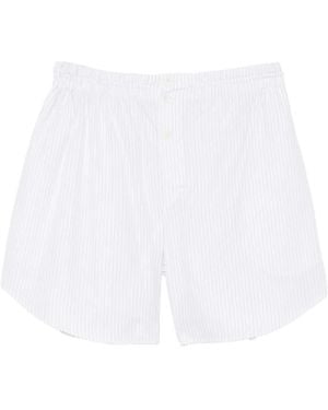 Hed Mayner Pinstripe-Pattern Curved-Hem Shorts - White